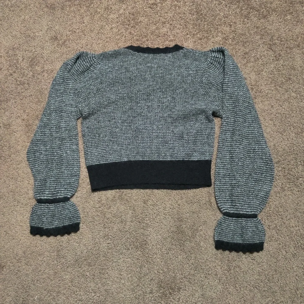 Joie Alpaca Wool Blend Sweater‎ Womens Small Scalloped Knit Pullover Ruffle Gray